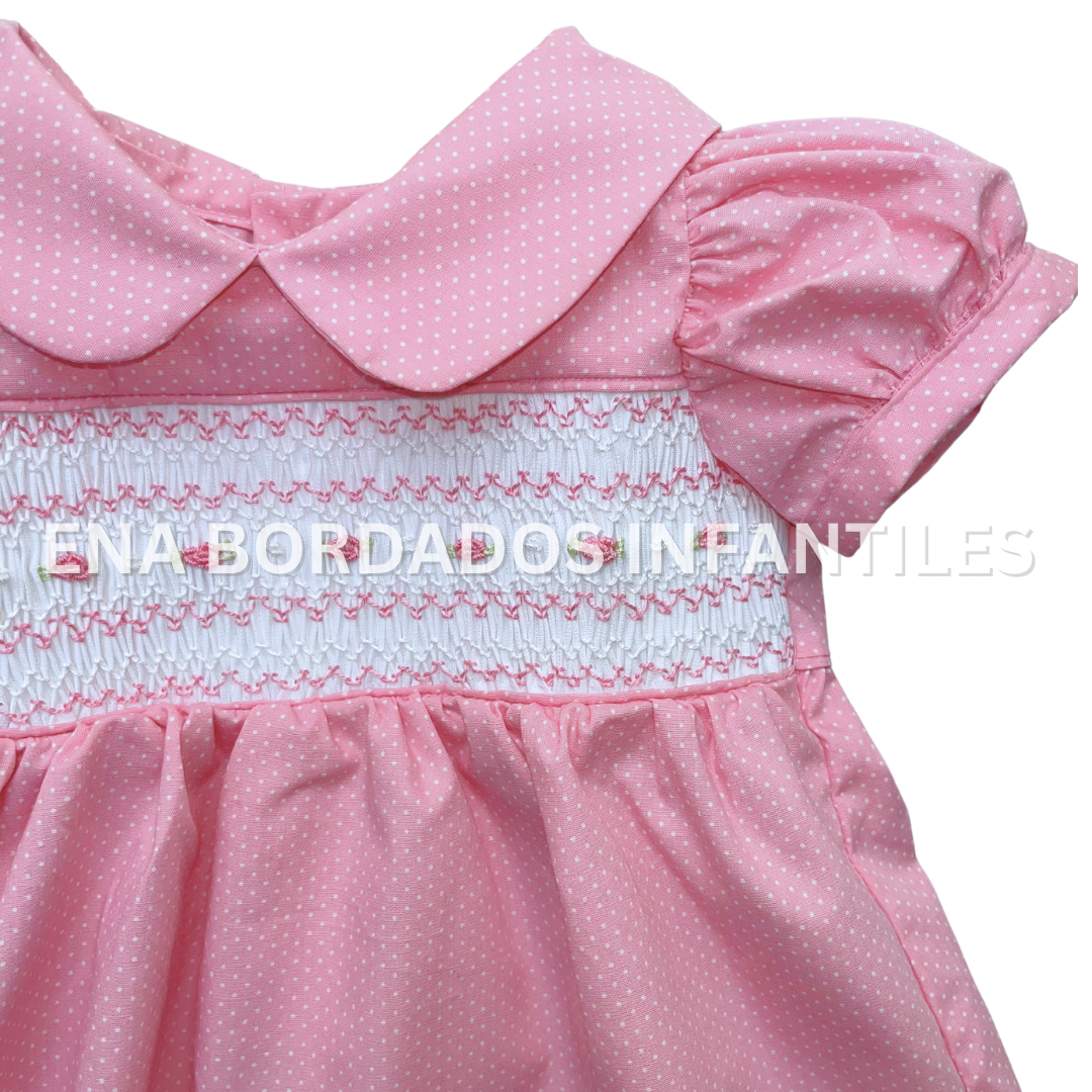 Vestido rosado puntitos panal 3 meses
