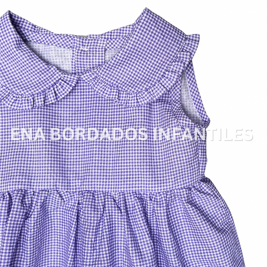 Vestido cuadriculado morado