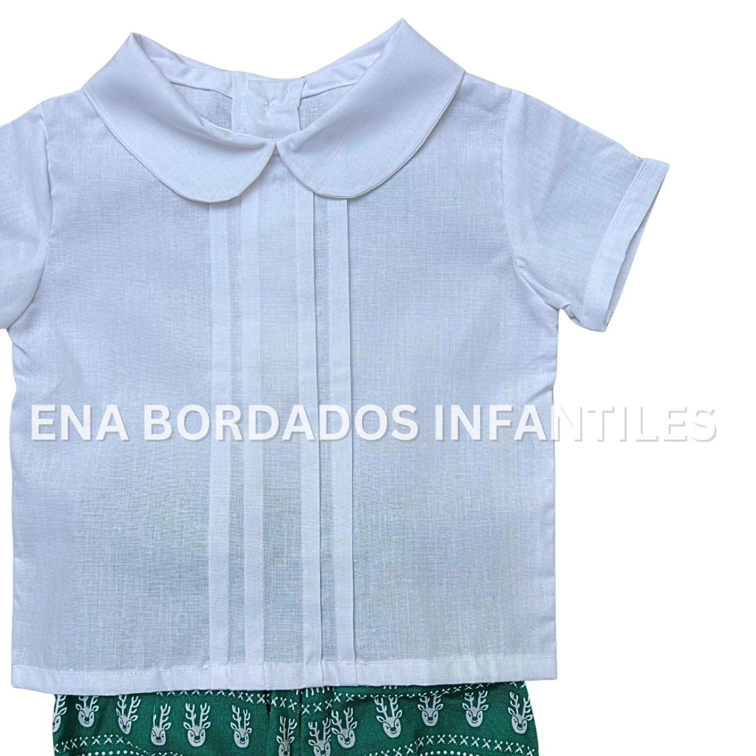 Camisa con short bombacho verde navideño 12 meses