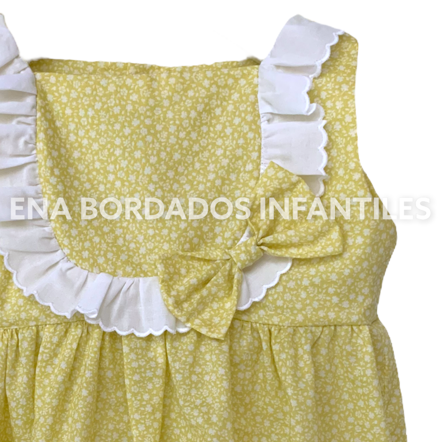 Vestido sin manga amarillo tira bordada