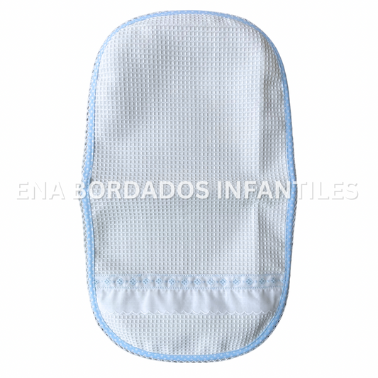 Saca aire waffle orilla celeste tira bordada celeste