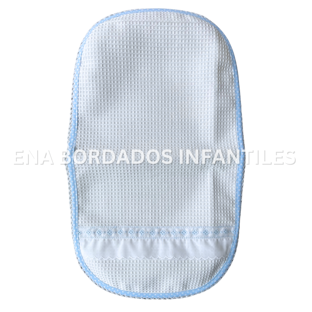 Saca aire waffle orilla celeste tira bordada celeste