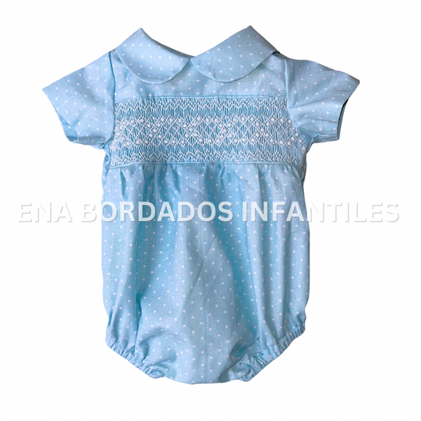 Mameluco celeste puntos blancos panal