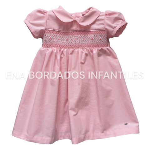 Vestido rosado rayitas con panal