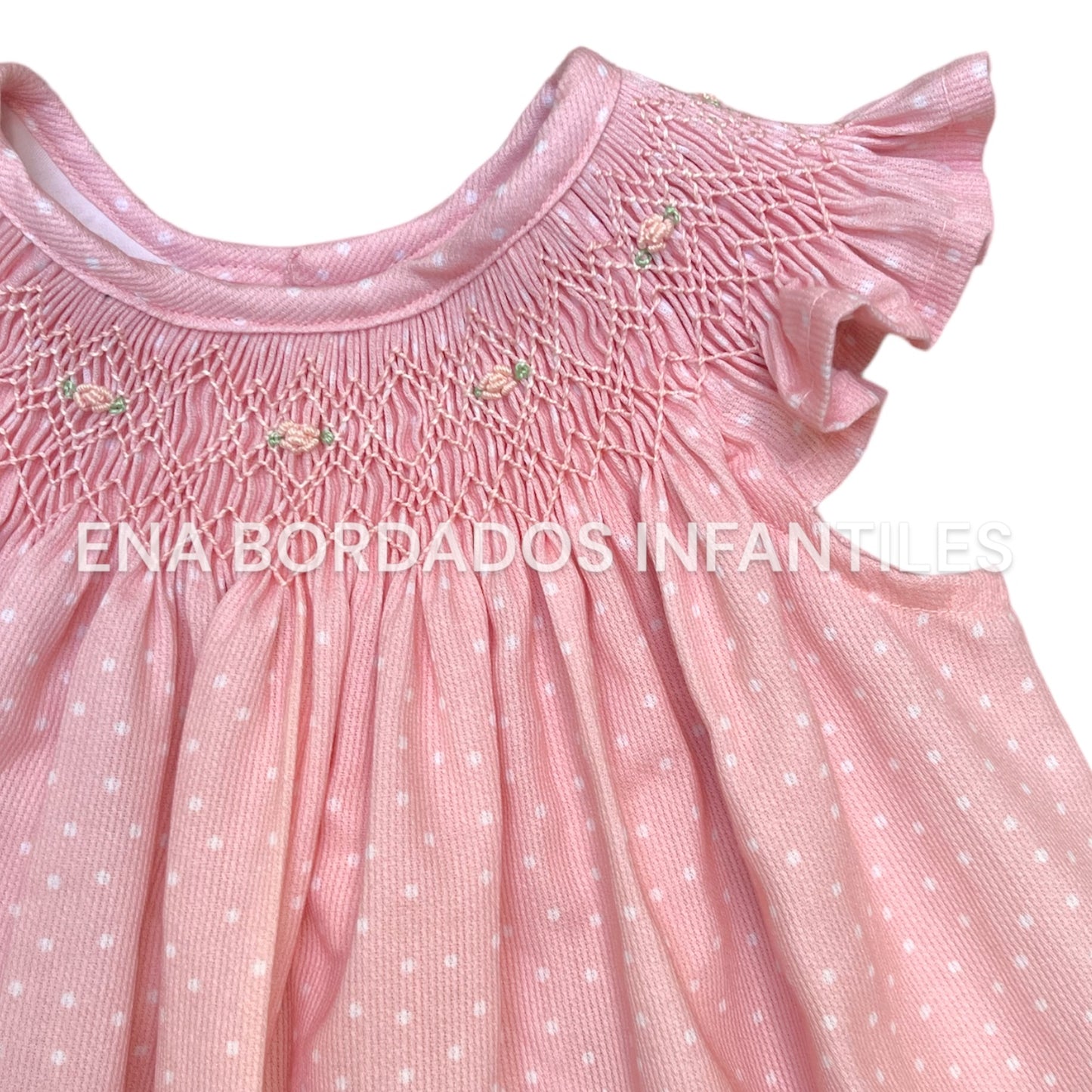 Bishop piqué rosado puntos blancos
