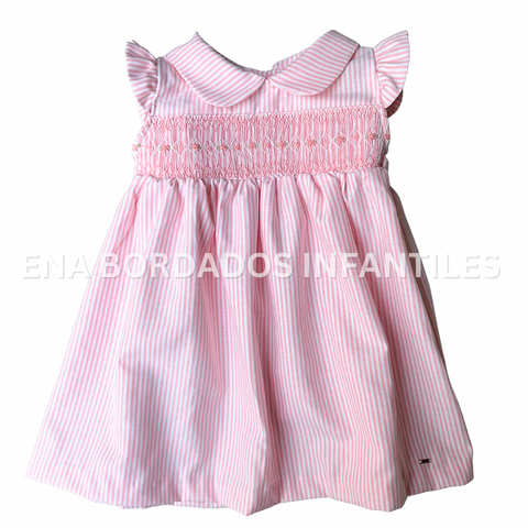 Vestido rayas rosadas con panal