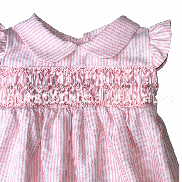 Vestido rayas rosadas con panal