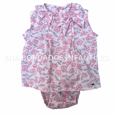 Blusa rosada flores con calzón 6 meses