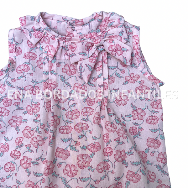 Blusa rosada flores con calzón 6 meses