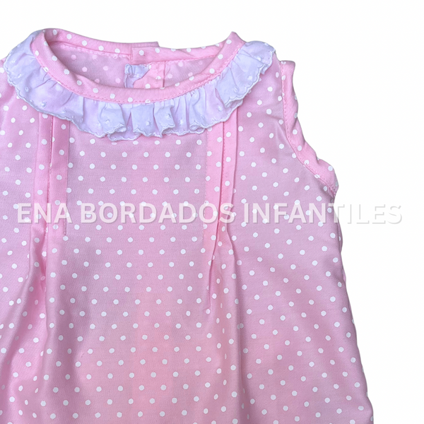 Blusa con calzón rosado con puntos blancos 3 meses