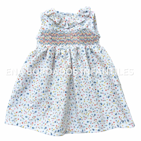 Vestido blanco flores colores panal