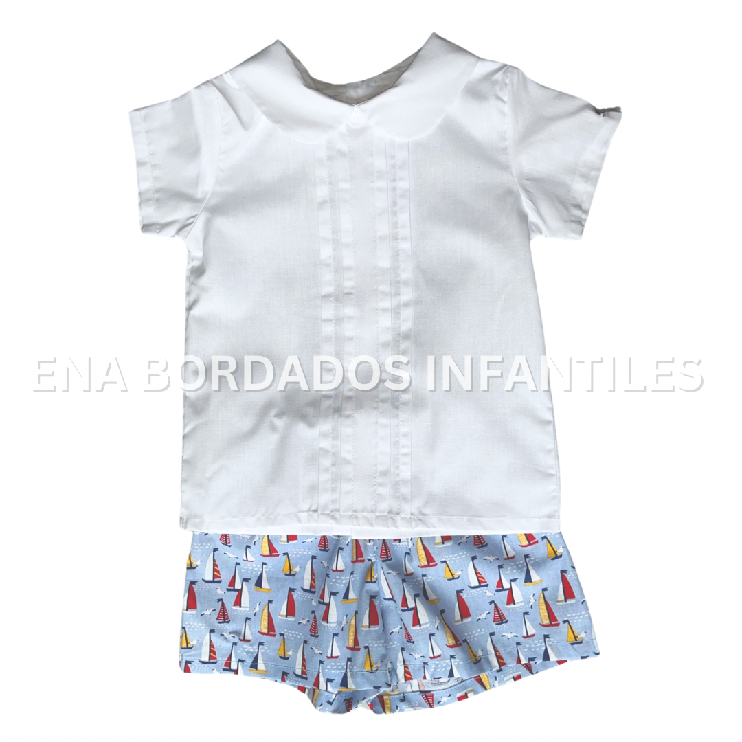 Camisa alforzas con short velero
