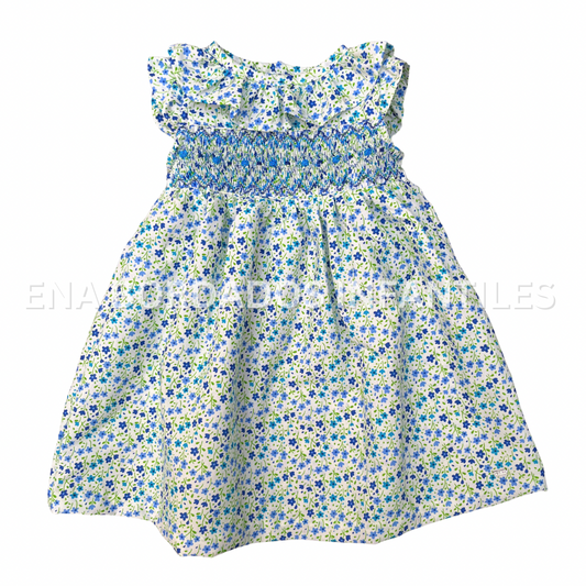 Vestido flores azules con panal