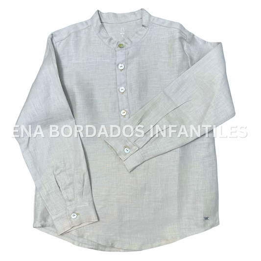 Camisa manga larga lino gris 5 años