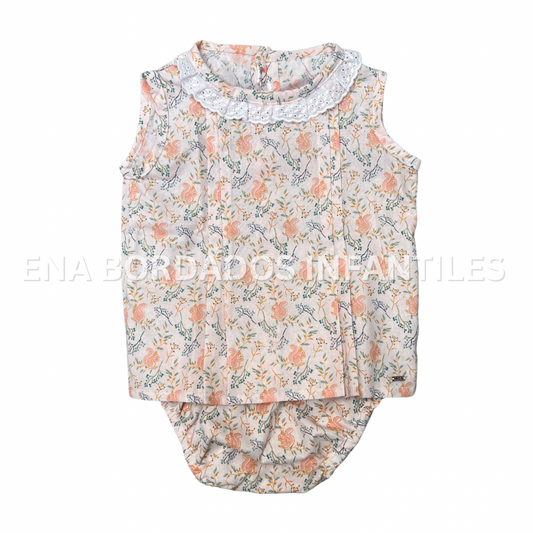 Blusa con calzón salmón pálido estampado ardilla