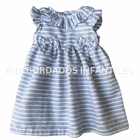 Vestido lacitas azul gris