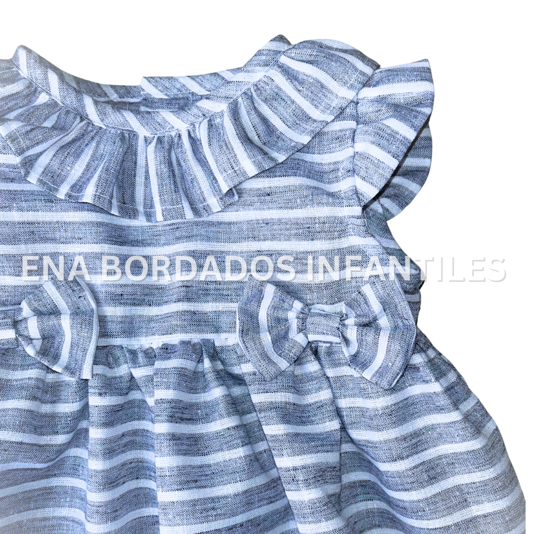 Vestido lacitas azul gris