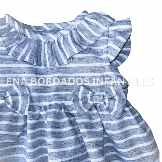 Vestido lacitas azul gris
