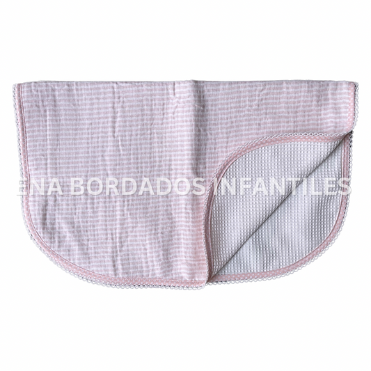 Media mantita gasa rayas rosadas con waffle
