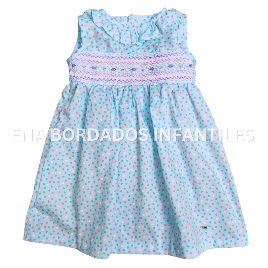 Vestido celeste corazones con panal