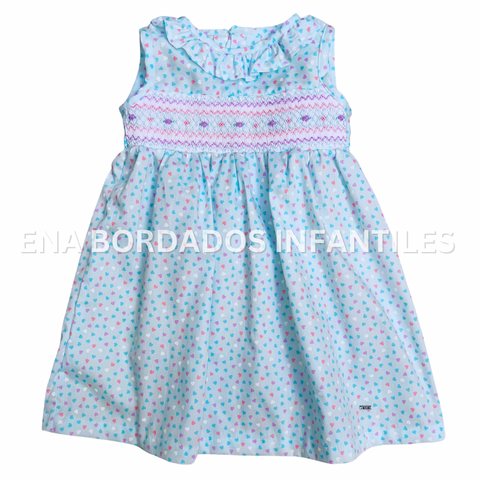 Vestido celeste corazones con panal