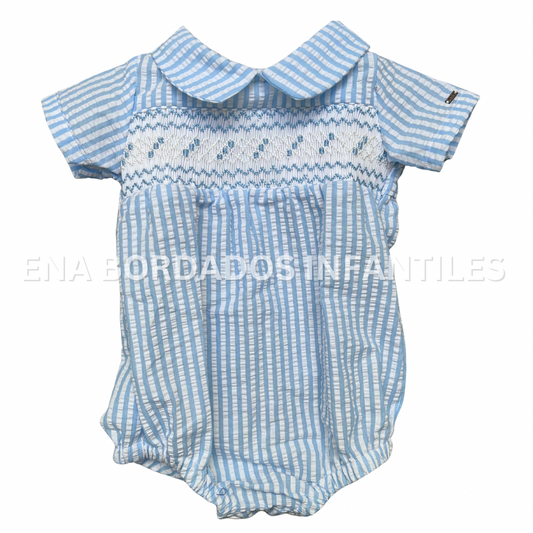 Mameluco seerscuker rayas celeste con panal