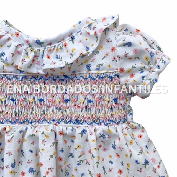 Vestido flores colores panal 3 meses
