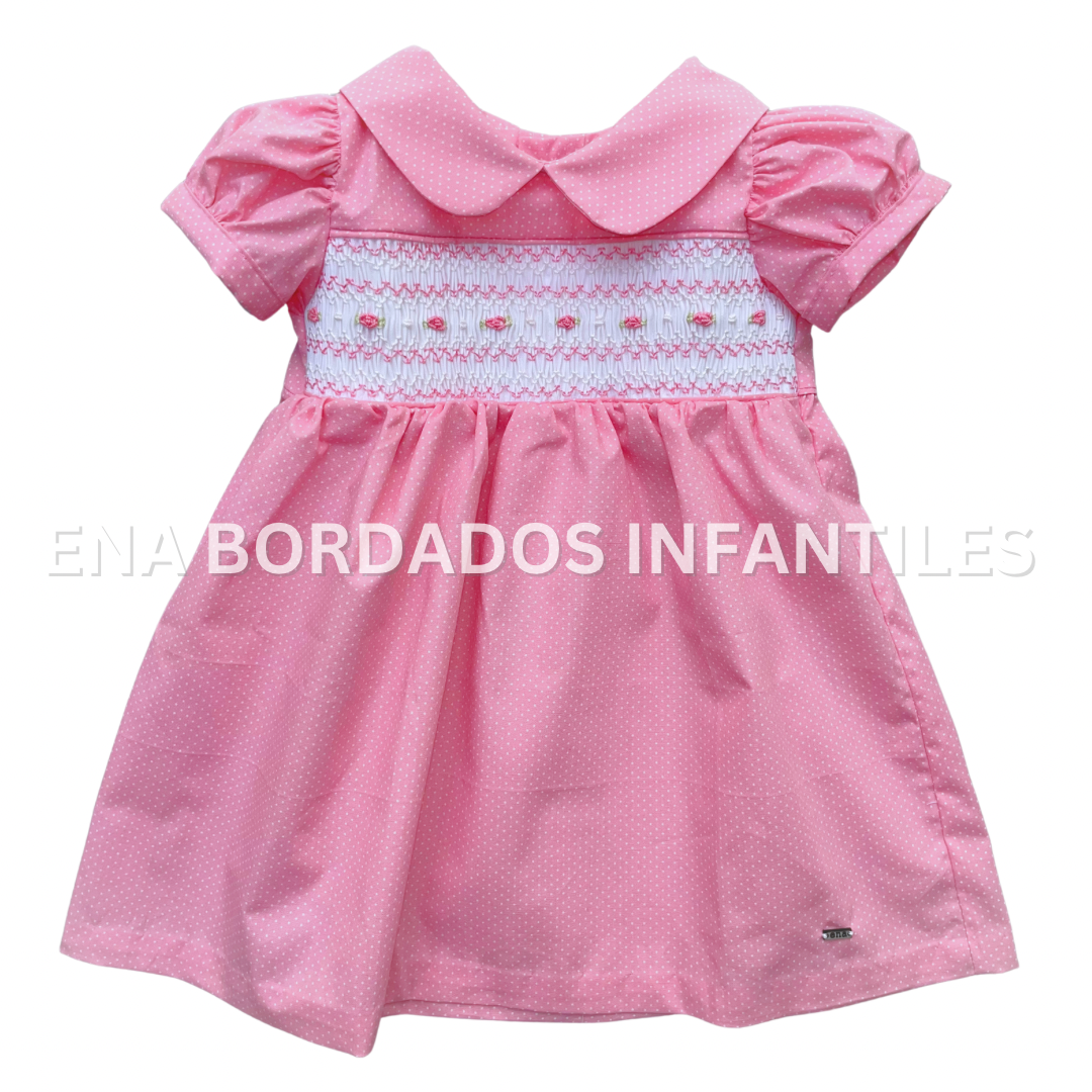 Vestido rosado puntitos panal 3 meses