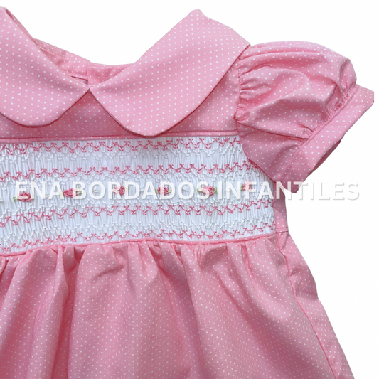 Vestido rosado puntitos panal 3 meses