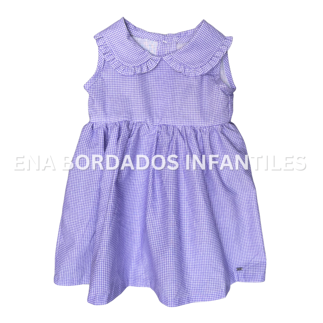 Vestido cuadriculado morado