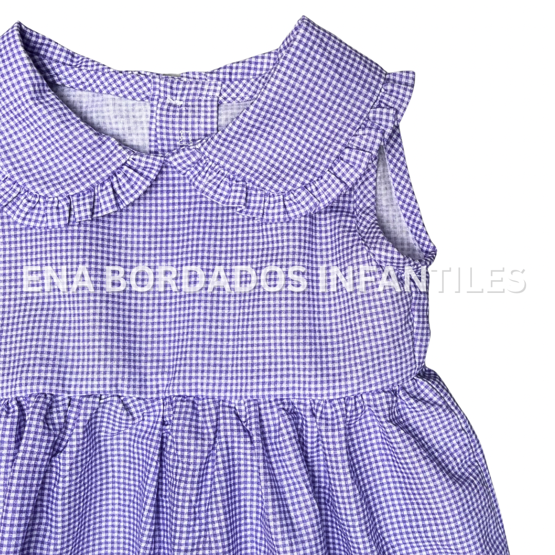Vestido cuadriculado morado