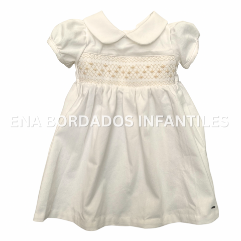 vestido piqué crema con panal