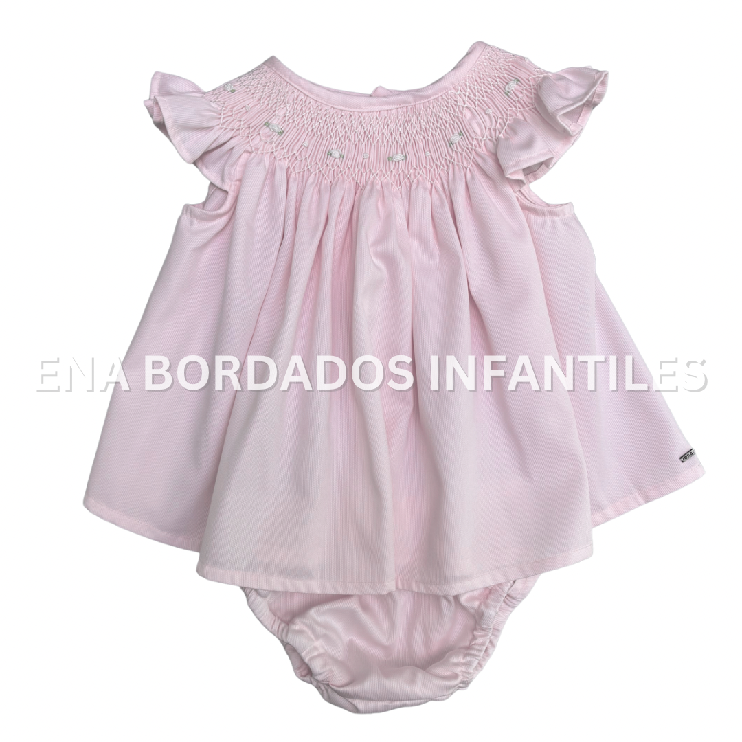 Blusa bishop con calzón piqué rosado pálido