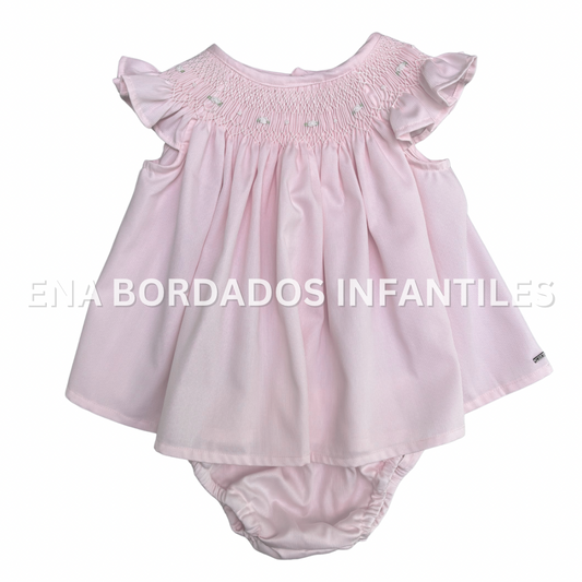 Blusa bishop con calzón piqué rosado pálido