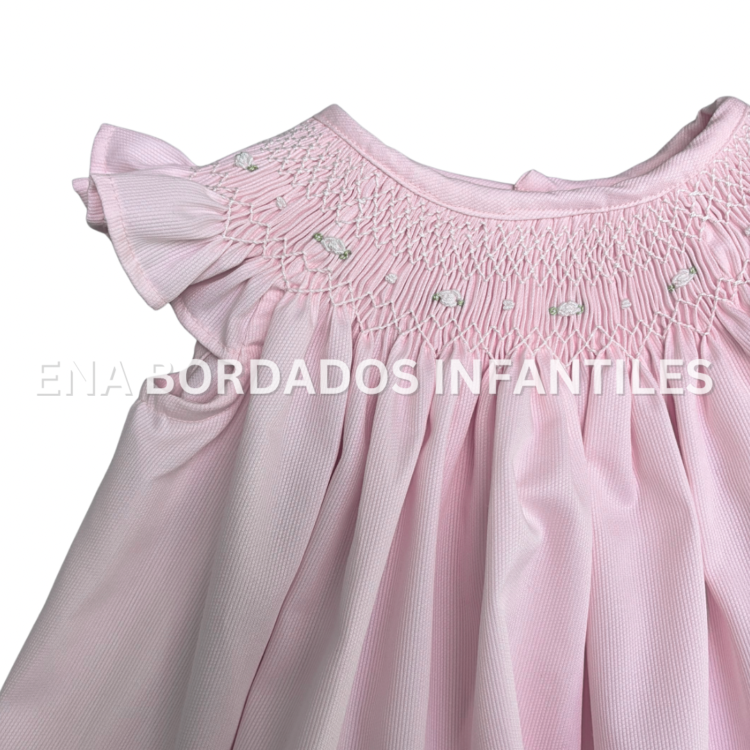 Blusa bishop con calzón piqué rosado pálido