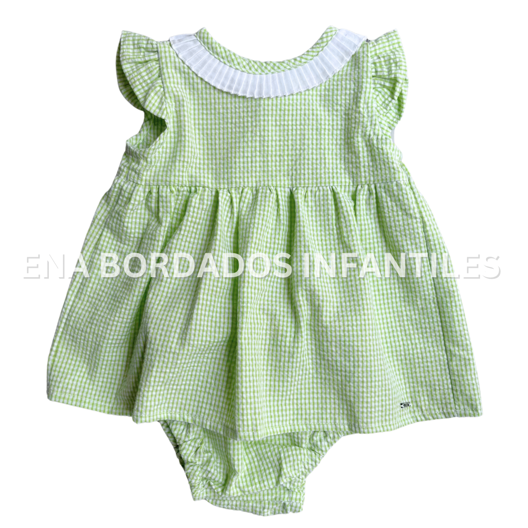 Batita con calzón seersucker verde 12 meses