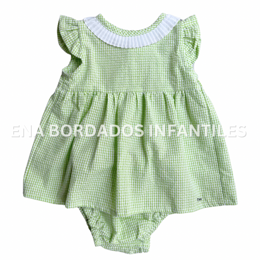 Batita con calzón seersucker verde 12 meses