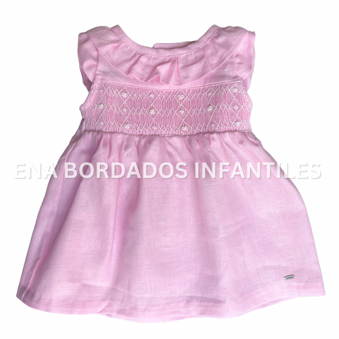 Vestido lino rosado panal