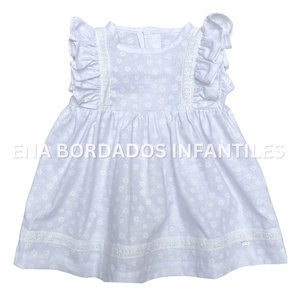 Vestido blanco sobre blanco tira bordada