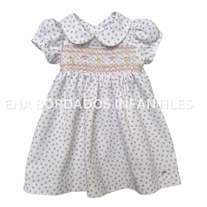 Vestido piqué blanco manzanitas panal