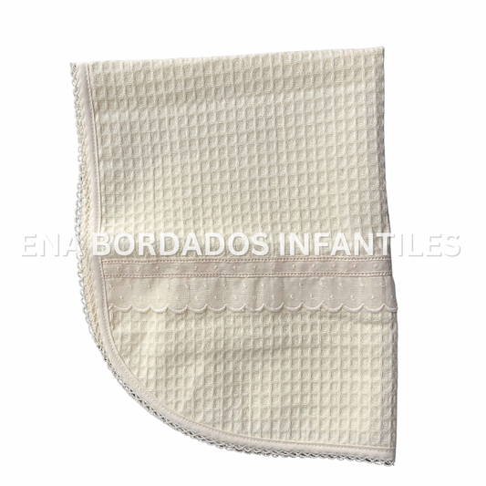 Media mantita waffle color crema