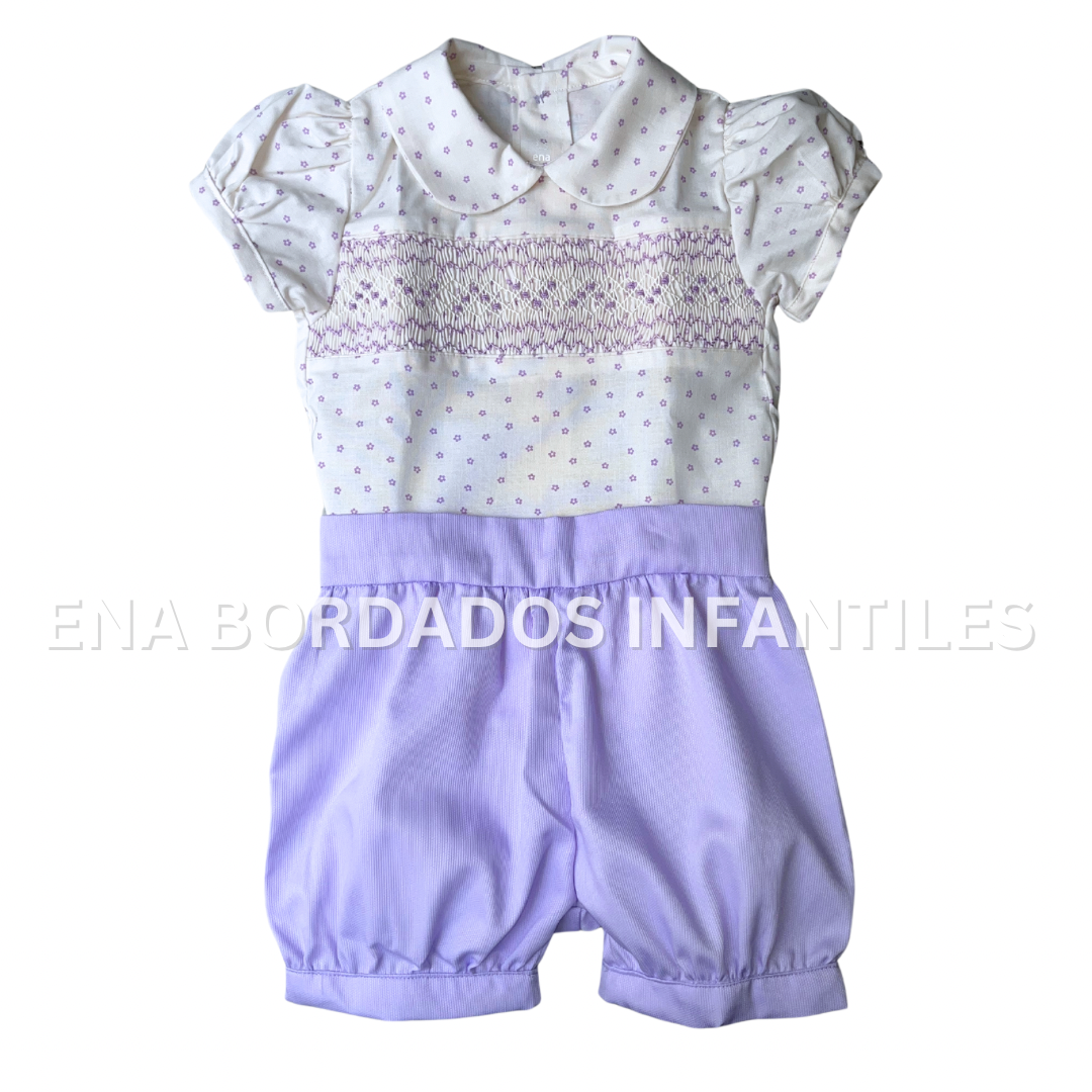 Blusa panal con short bombacho morado