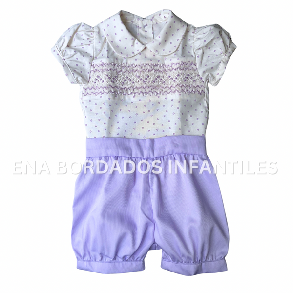 Blusa panal con short bombacho morado