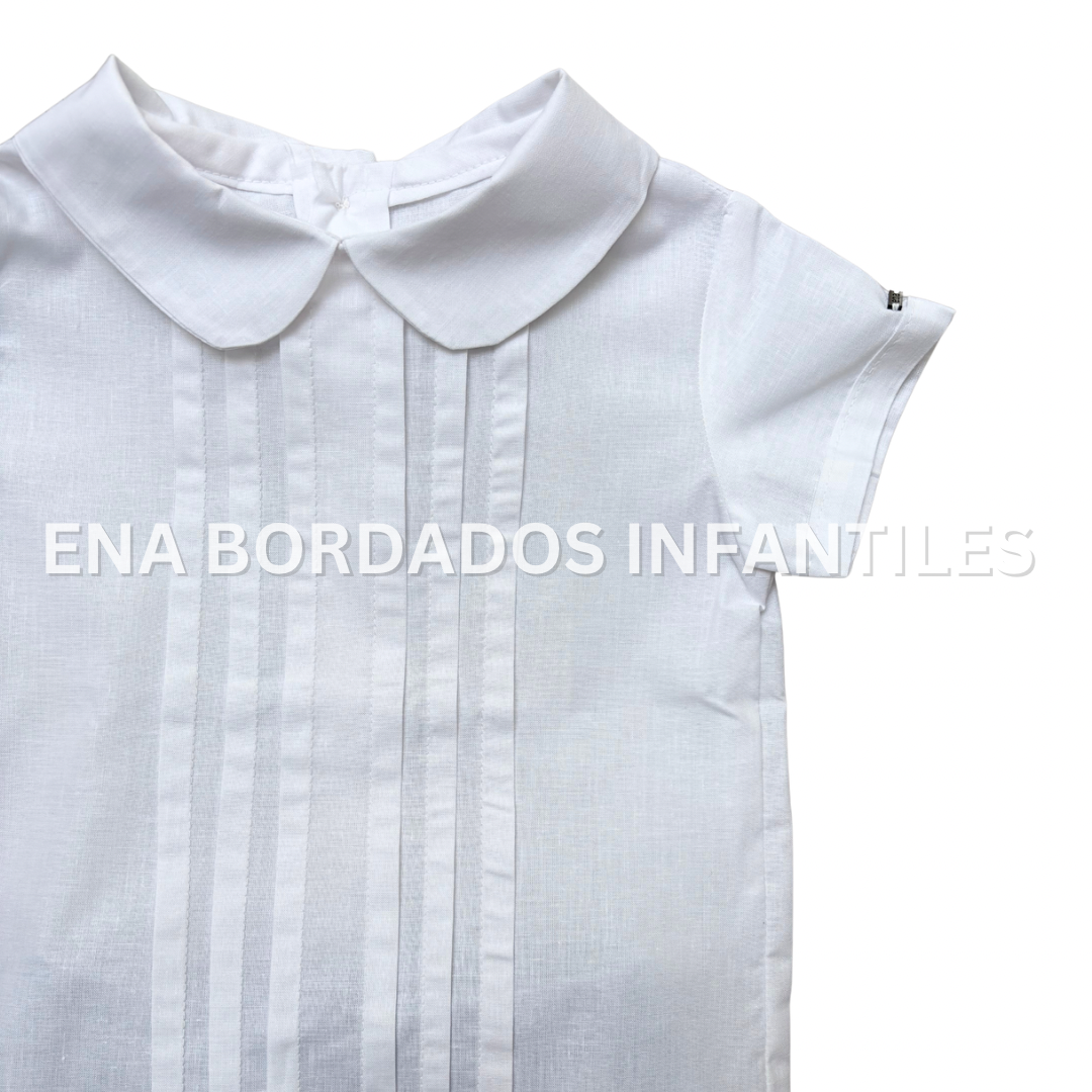 Camisa alforzas con short recto chambray 12 meses