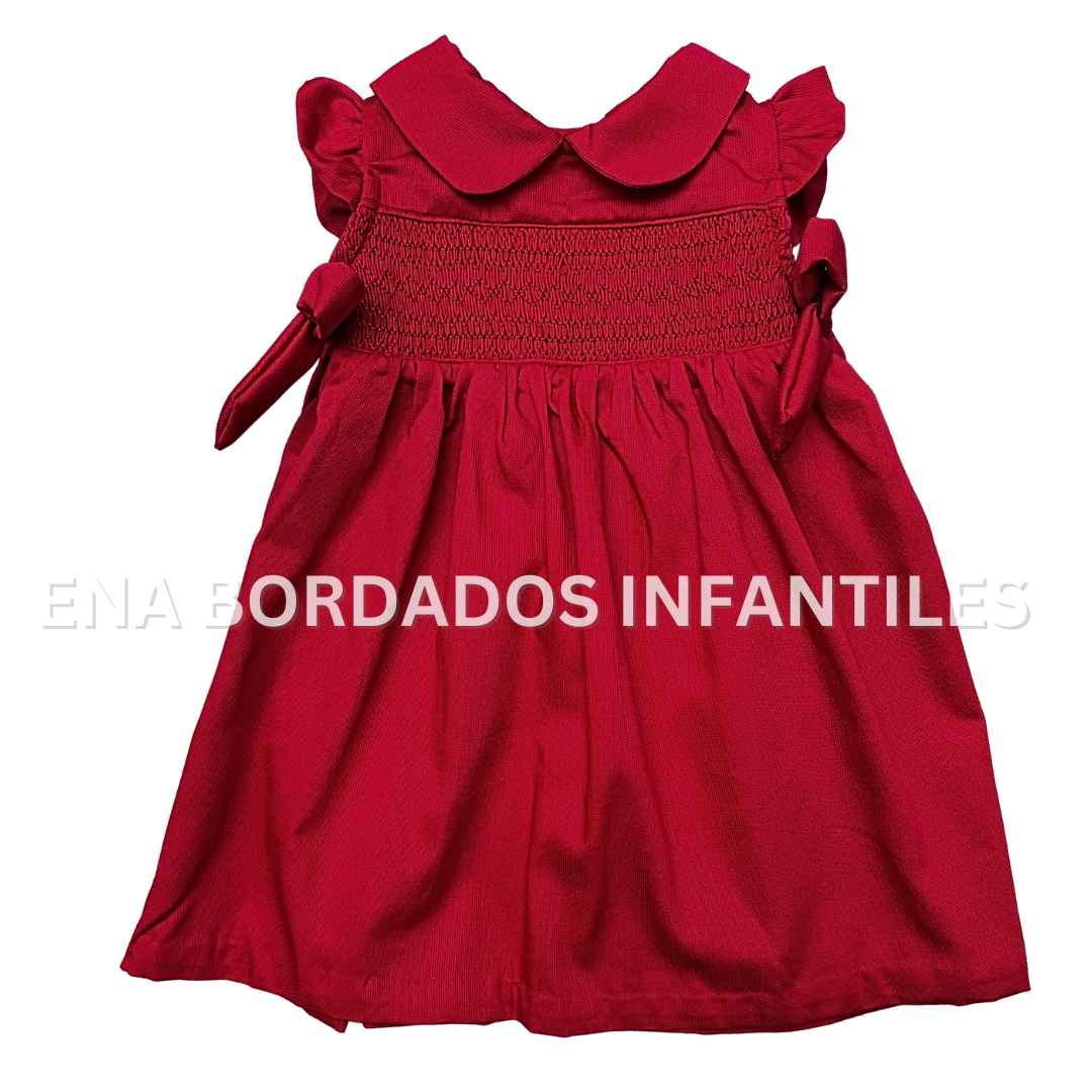 Vestido piqué rojo panal con lacitas