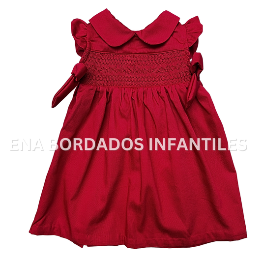 Vestido piqué rojo panal con lacitas