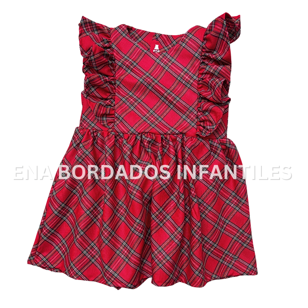 Vestido cuadriculado con escarola