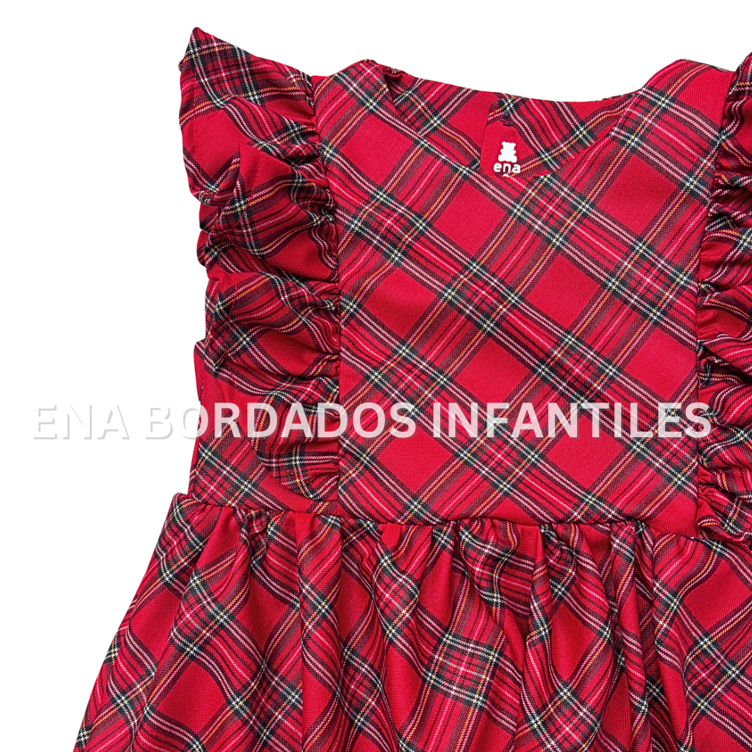 Vestido cuadriculado con escarola