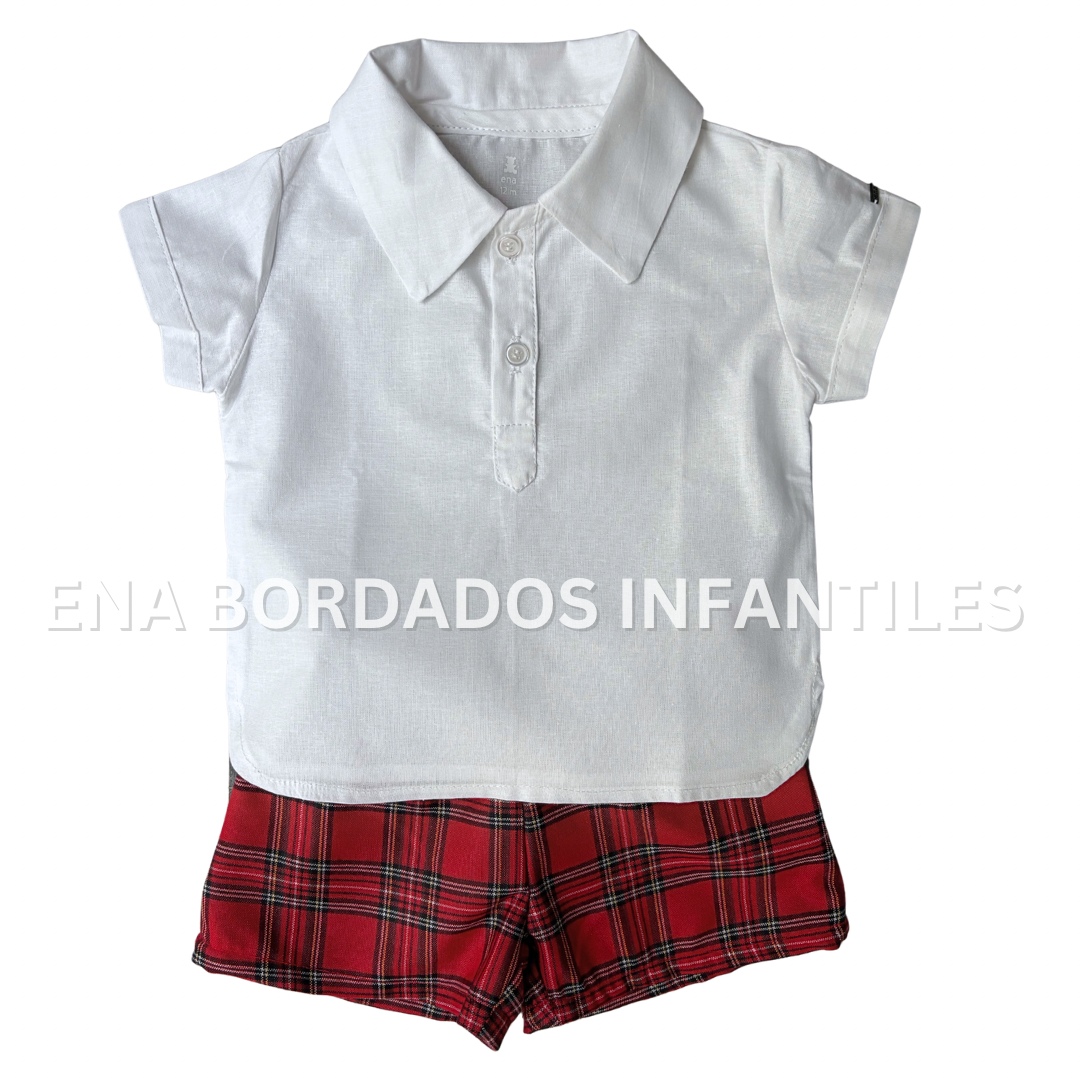 Camisa con short cuadriculado navideño