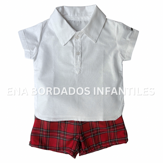 Camisa con short cuadriculado navideño